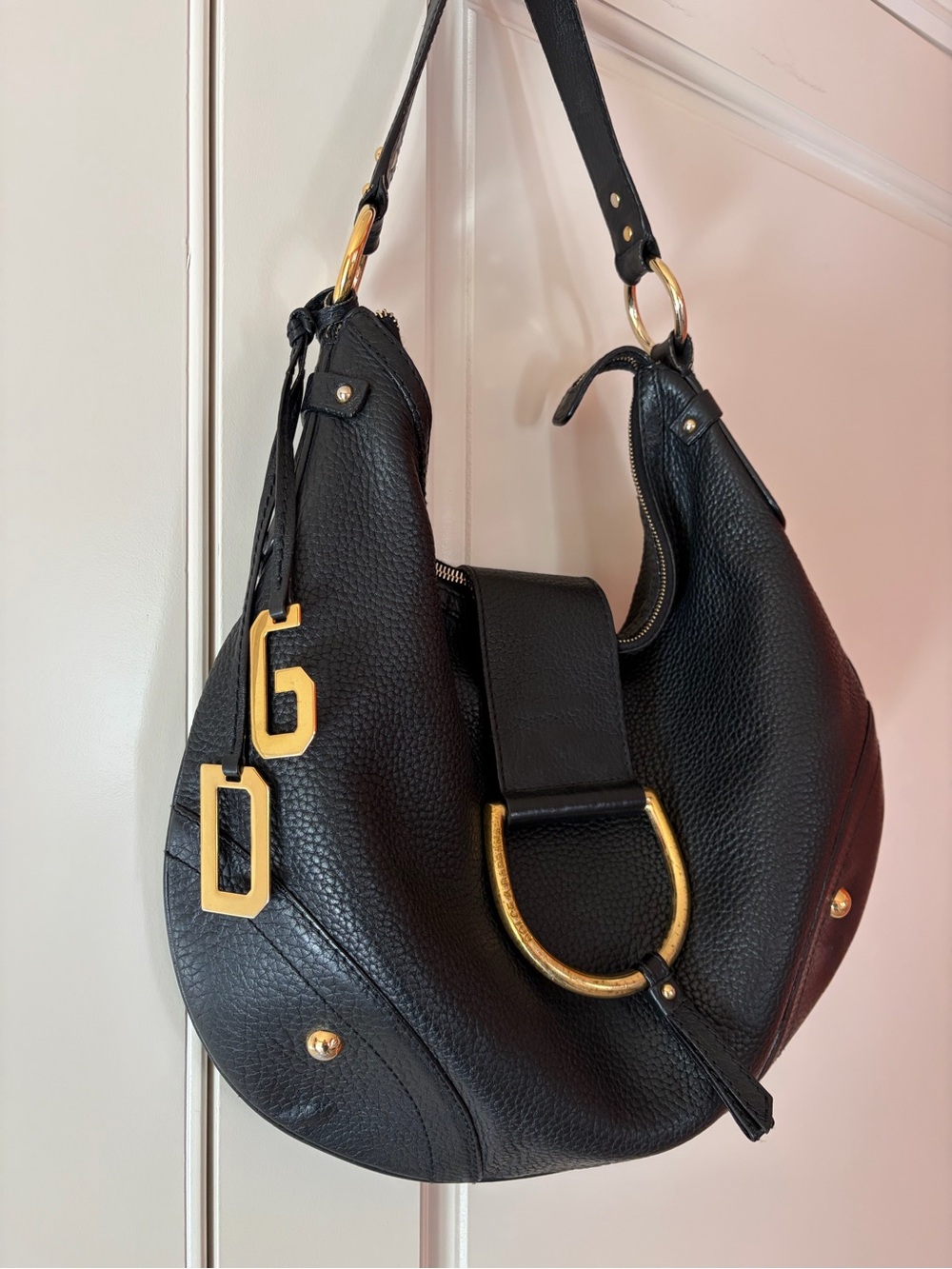 Dolce & Gabbana Black Leather Hobo with Gold Hardware